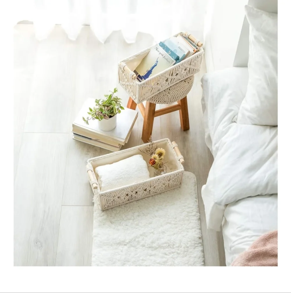 Cream Macrame Storage Basket